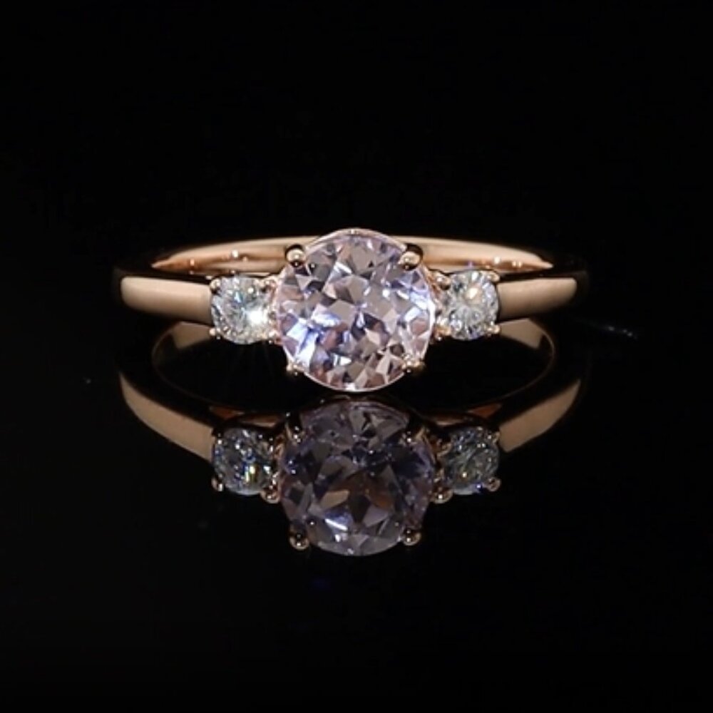 Genuine Premium Martha Rocha Kunzite and Moissanite Lotus Embrace Ring - Picture 2 of 4